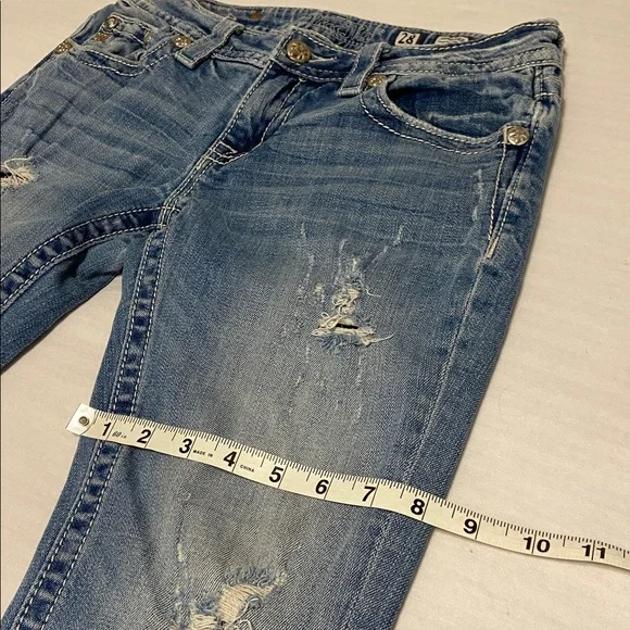 Miss Me Signature Bootcut Distress MediumWash  Mid Rise Western Cowgirl 28 x 32” - Picture 11 of 13